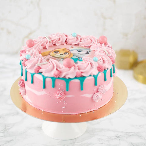 Pink Driptaart met Paw Patrol Logo - Sweet Vibes