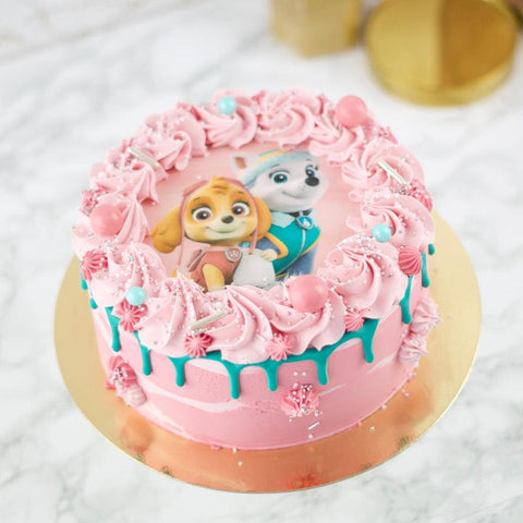 Pink Driptaart met Paw Patrol Logo - Sweet Vibes