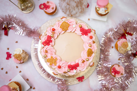 Pink Christmas Wreath Cake