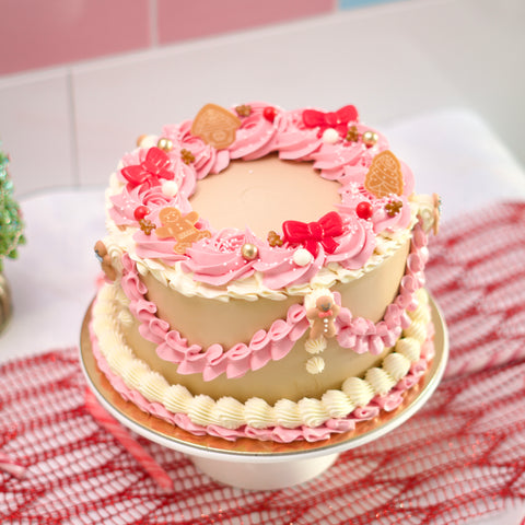 Pink Christmas Wreath Cake