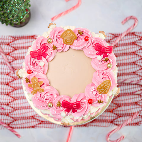 Pink Christmas Wreath Cake