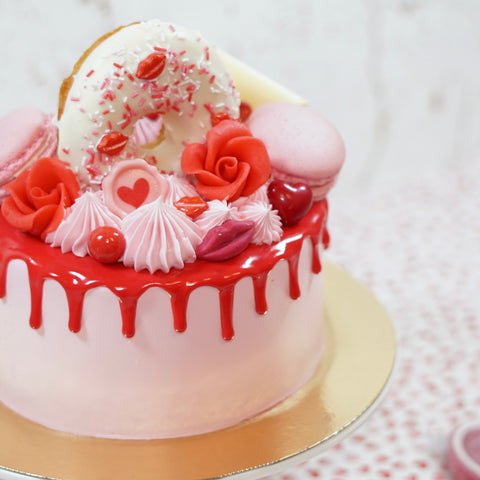 Valentine Donut Drip Cake