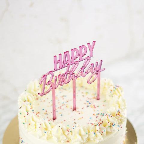 Happy Birthday Cake Topper - Pink
