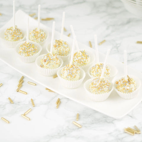White & Gold Cakepops (10 stuks) - Sweet Vibes